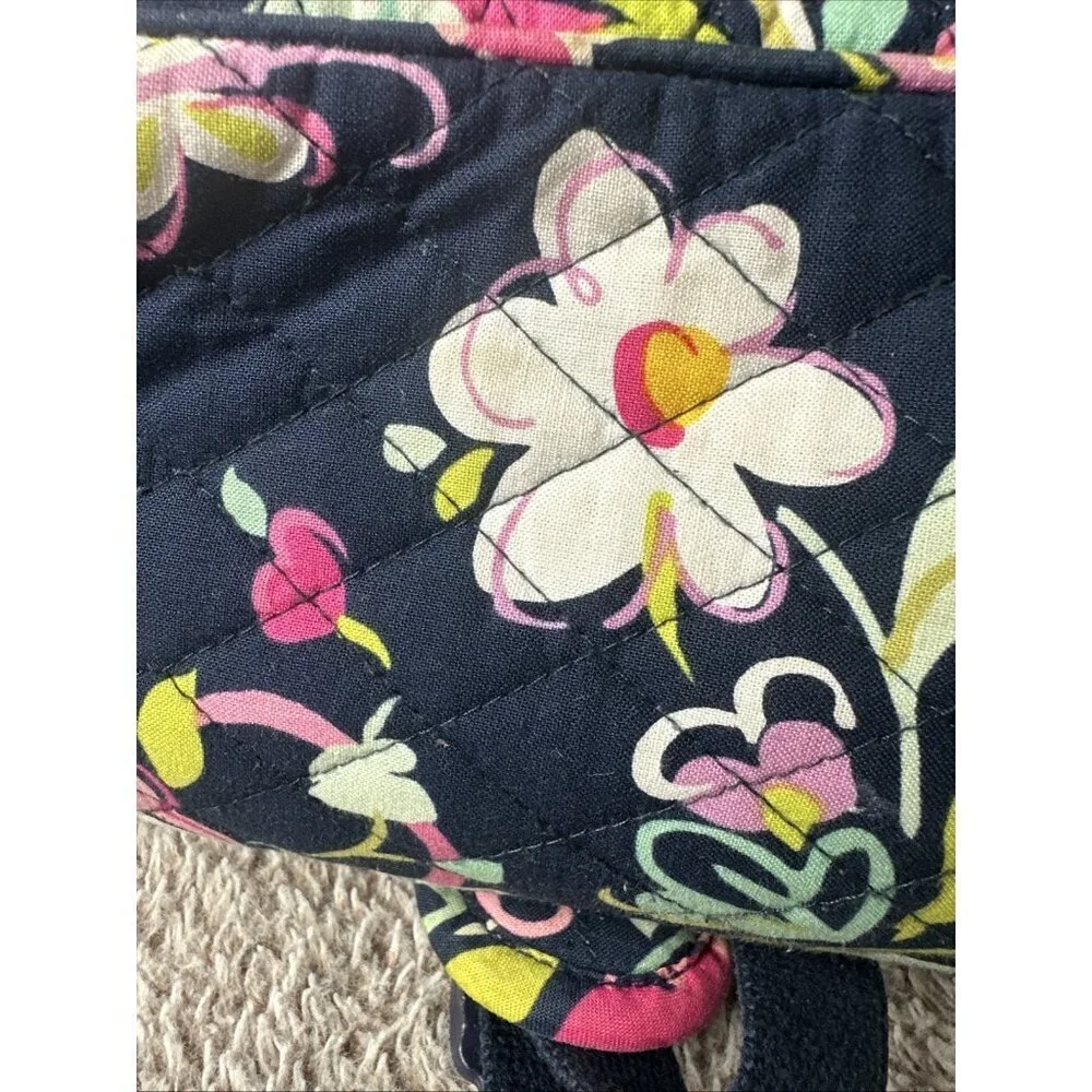 Vera Bradley Navy Blue and Multicolored Floral Quilted Stitch Backpack